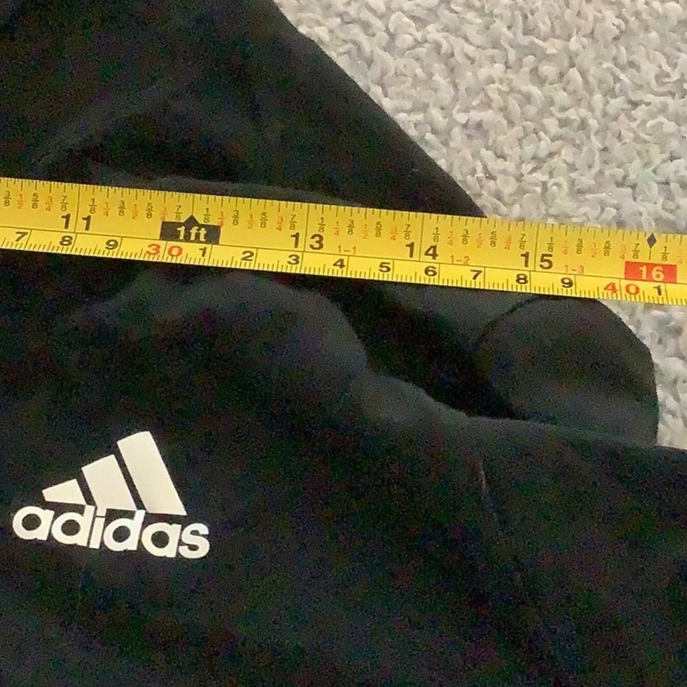 Adidas youth size medium 10/12 black and white long sleeve hooded tee.